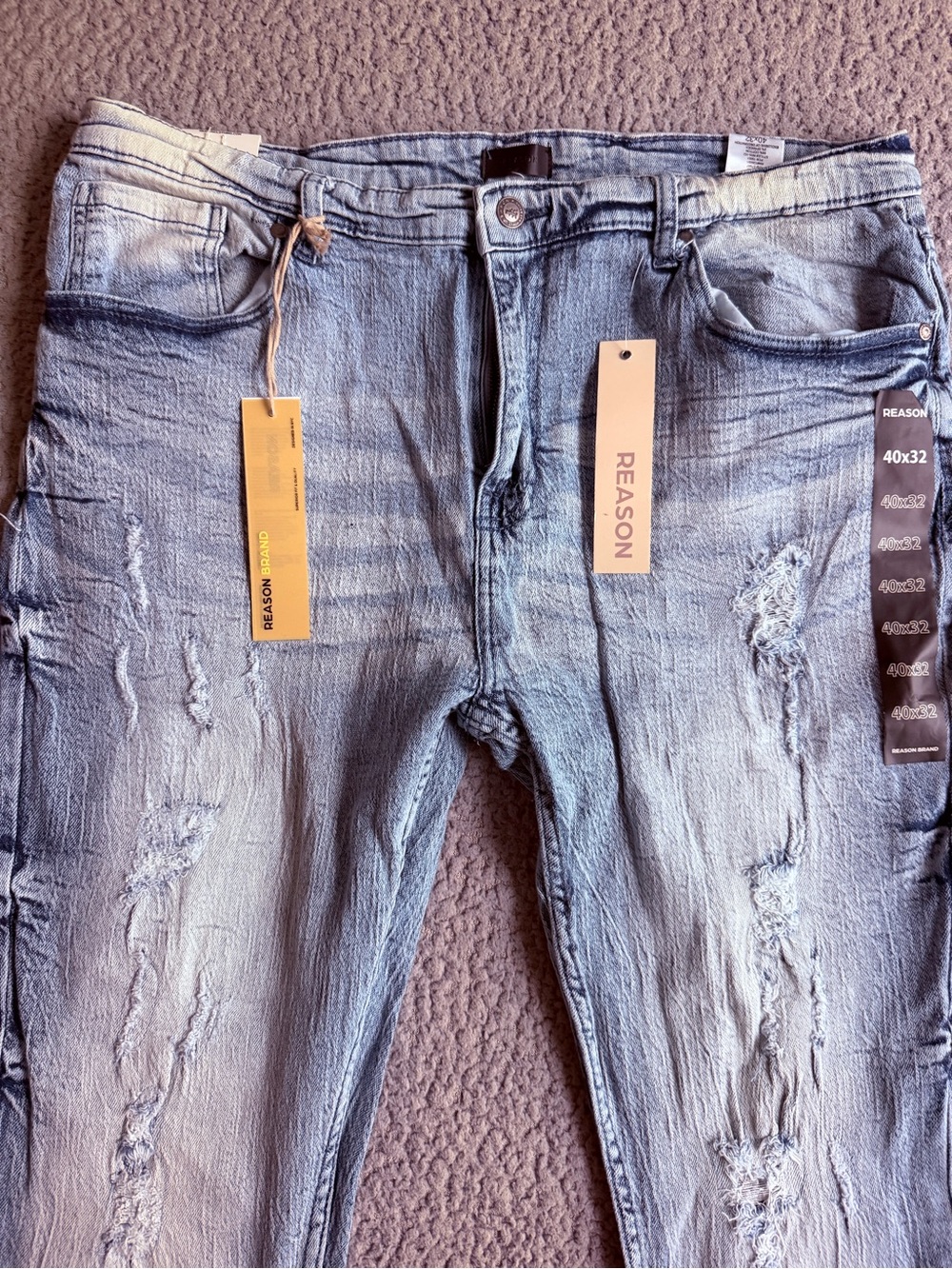 Reason Men’s Light Blue Distressed Skinny Jeans